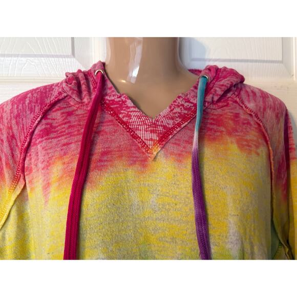 Koloa Surf Company Tie Dye Sweatshirt Rainbow V-Neck Burnout Hoodie Unisex XL - Picture 5 of 8